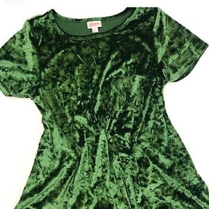 Lularoe Crushed Green Velvet Elegant Carly Dress